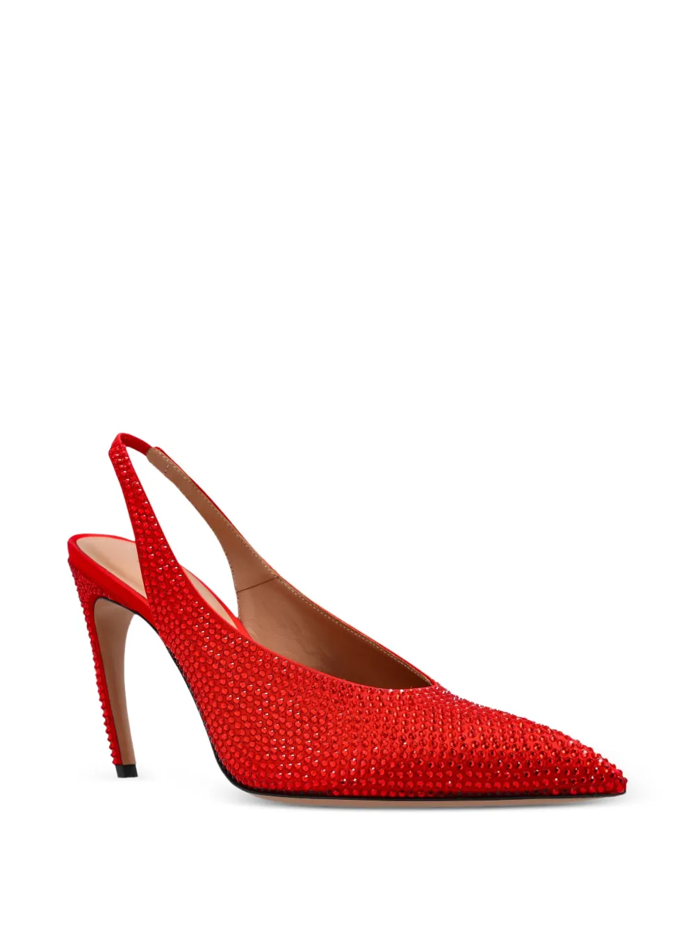 The Attico 95mm Viper crystal-embellished slingback pumps Rood