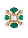 Balmain crystal-embellished faux-pearl ring - Gold
