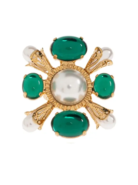 Balmain crystal-embellished faux-pearl ring
