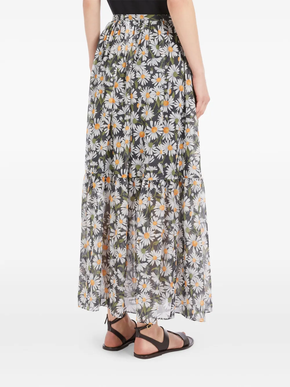 Weekend Max Mara Artello floral print tiered skirt Wit