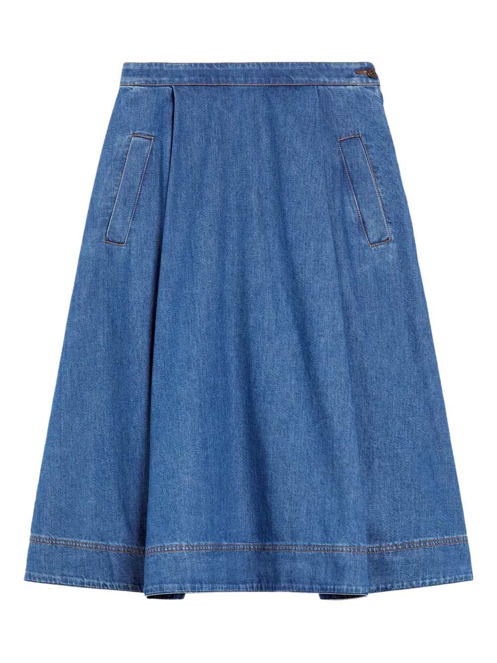 Weekend Max Mara Dry pleated denim midi skirt | Blue | Image 1