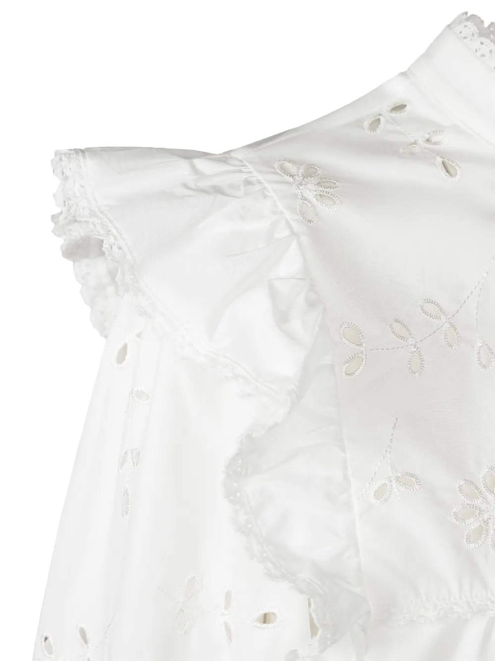 Weekend Max Mara Taddeo blouse met ruches en geborduurde bloemen Wit