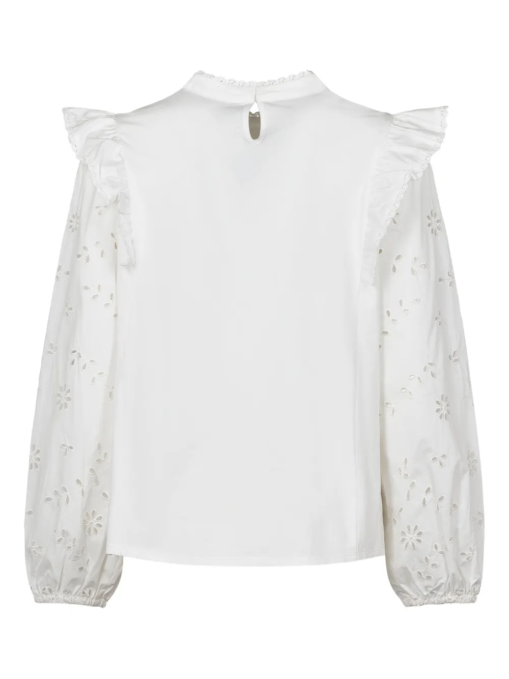 Weekend Max Mara Taddeo blouse met ruches en geborduurde bloemen Wit