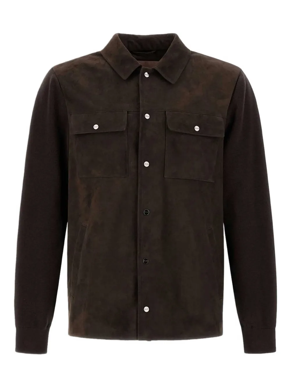 Herno suede panelled shirt jacket Bruin