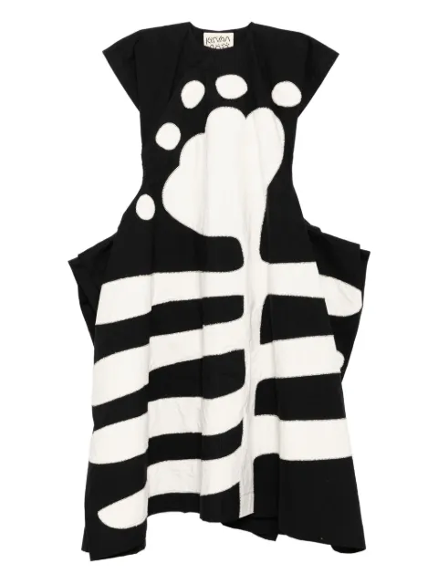 Kinyan Lam applique hand embroidery slant collar dress