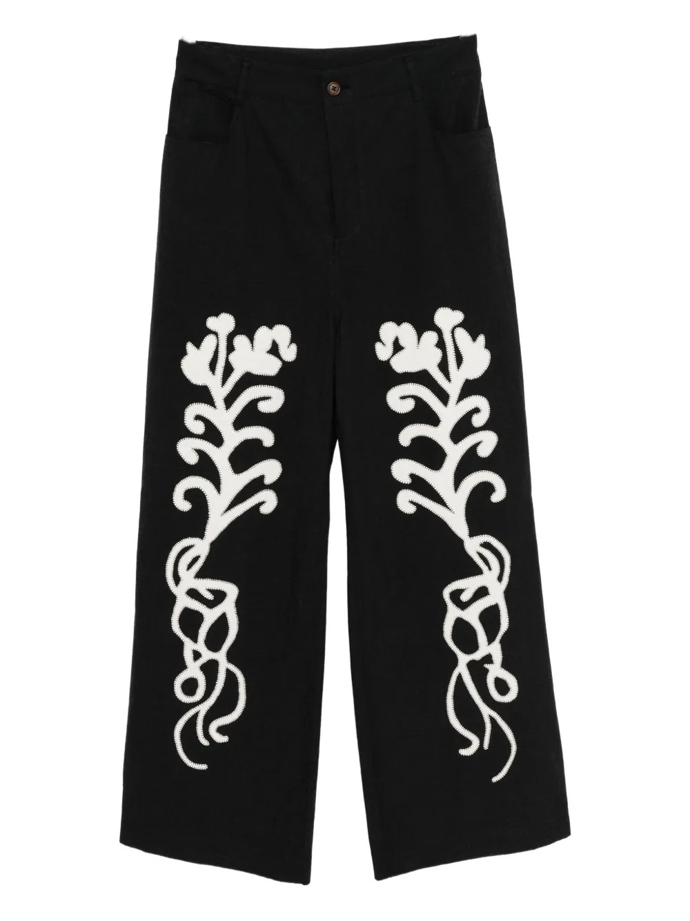 Kinyan Lam applique hand embroidery straight jeans | Blue | Image 1