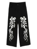 Kinyan Lam applique hand embroidery straight jeans - Blue