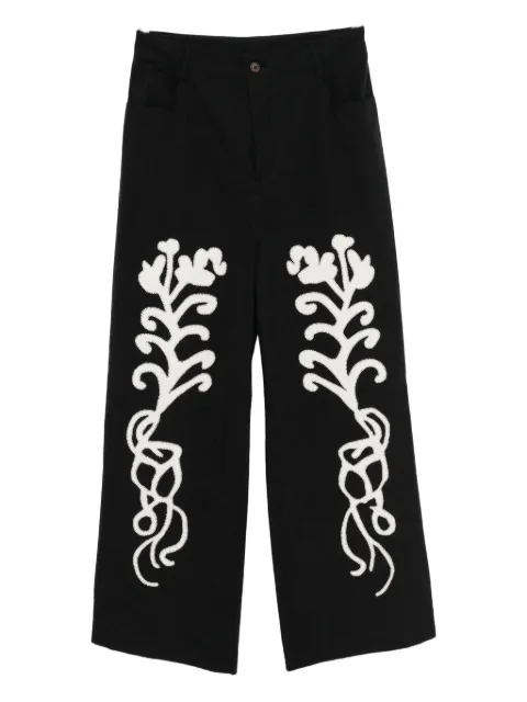 Kinyan Lam applique hand embroidery straight jeans 