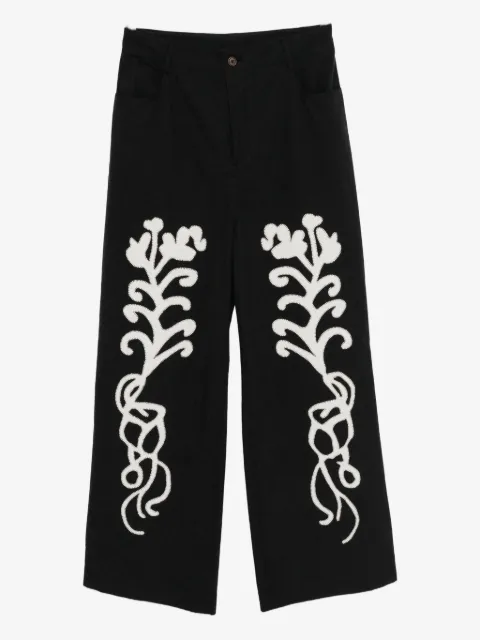 Kinyan Lam applique hand embroidery straight jeans
