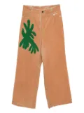 Kinyan Lam hand embroidery straight jeans - Brown