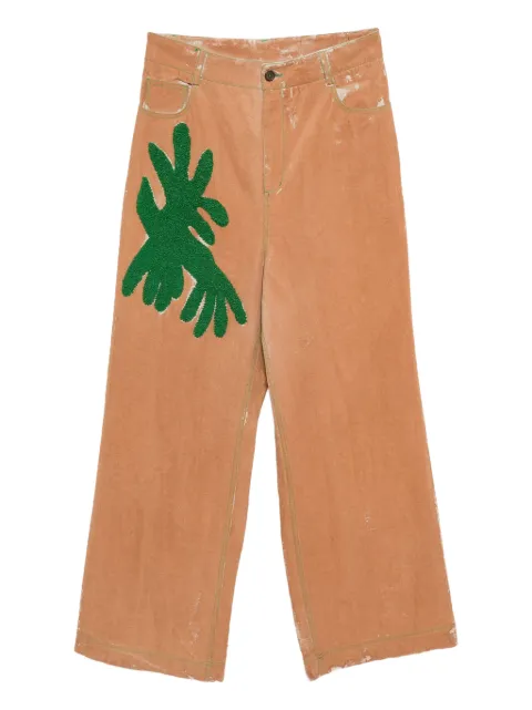 Kinyan Lam hand embroidery straight jeans 