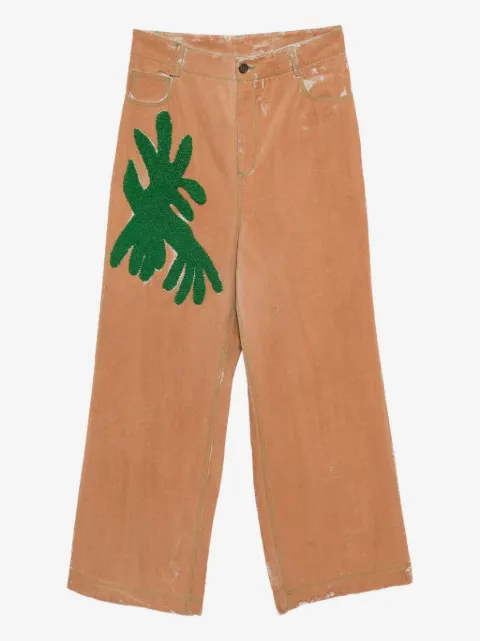 Kinyan Lam hand embroidery straight jeans