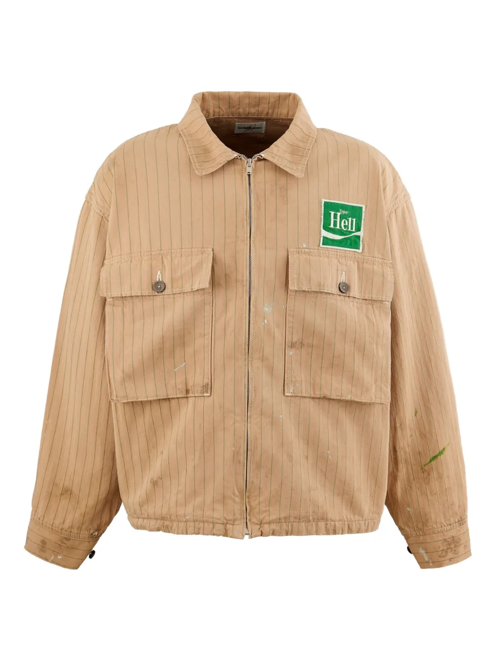 pinstripe zip-up jacket
