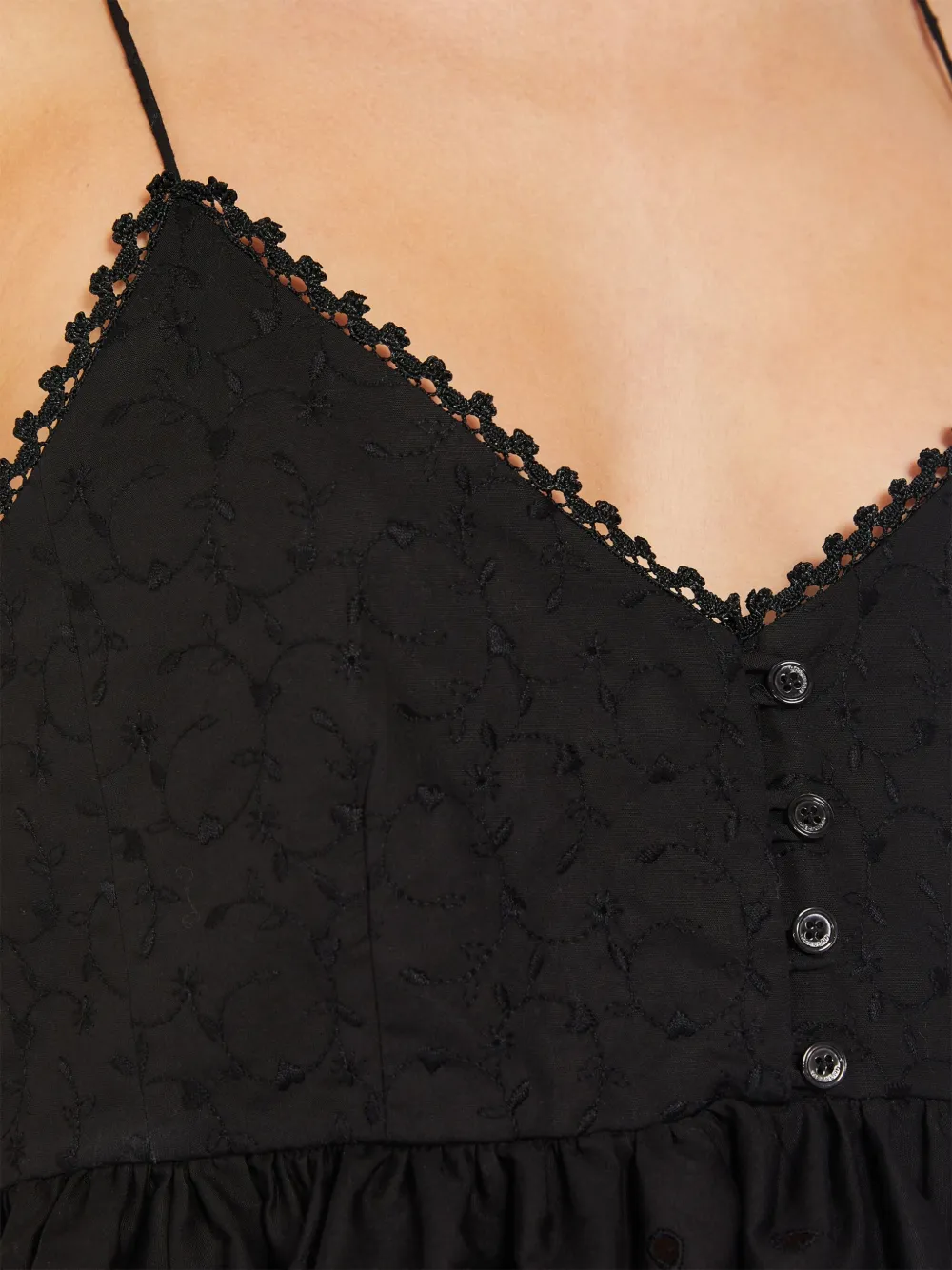 Weekend Max Mara Asburgo broderie anglaise peplum top Zwart
