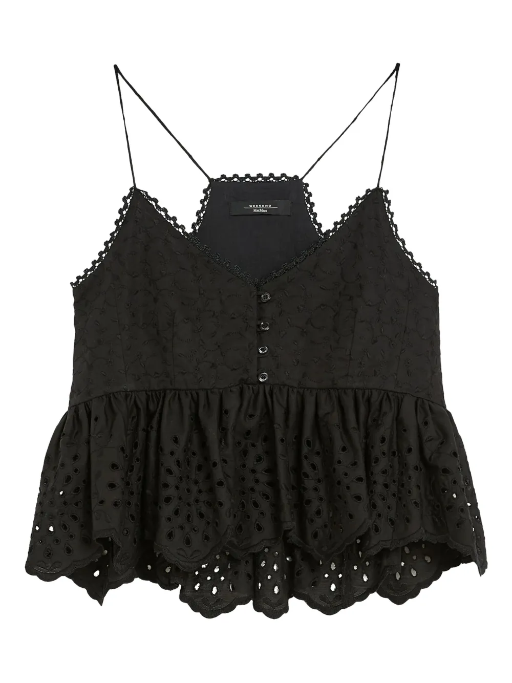 Weekend Max Mara Asburgo broderie anglaise peplum top Zwart