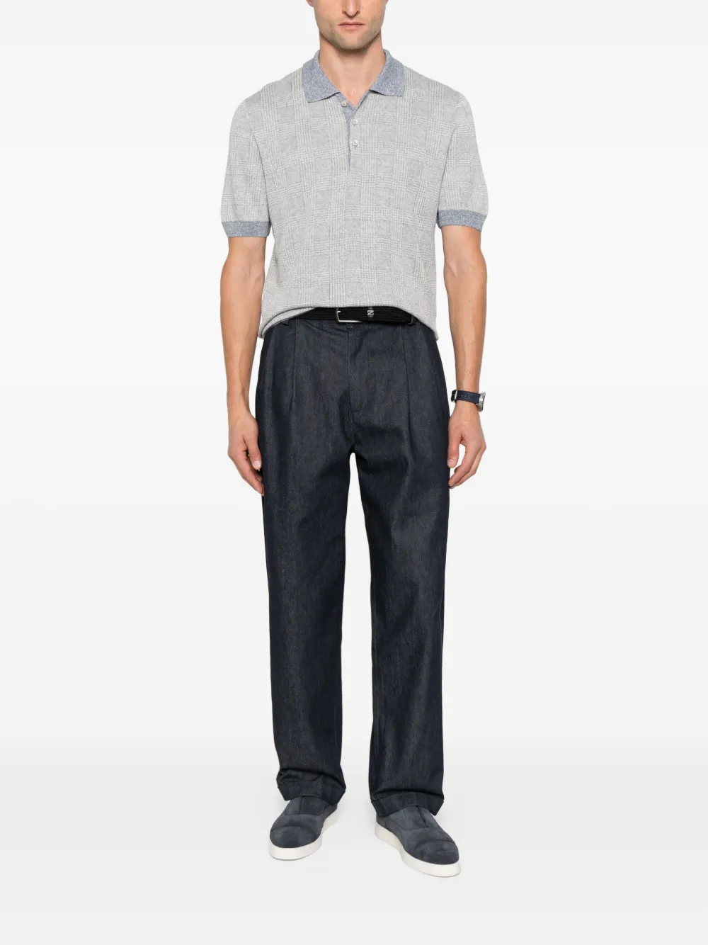 Gran Sasso Geruit poloshirt - Grijs