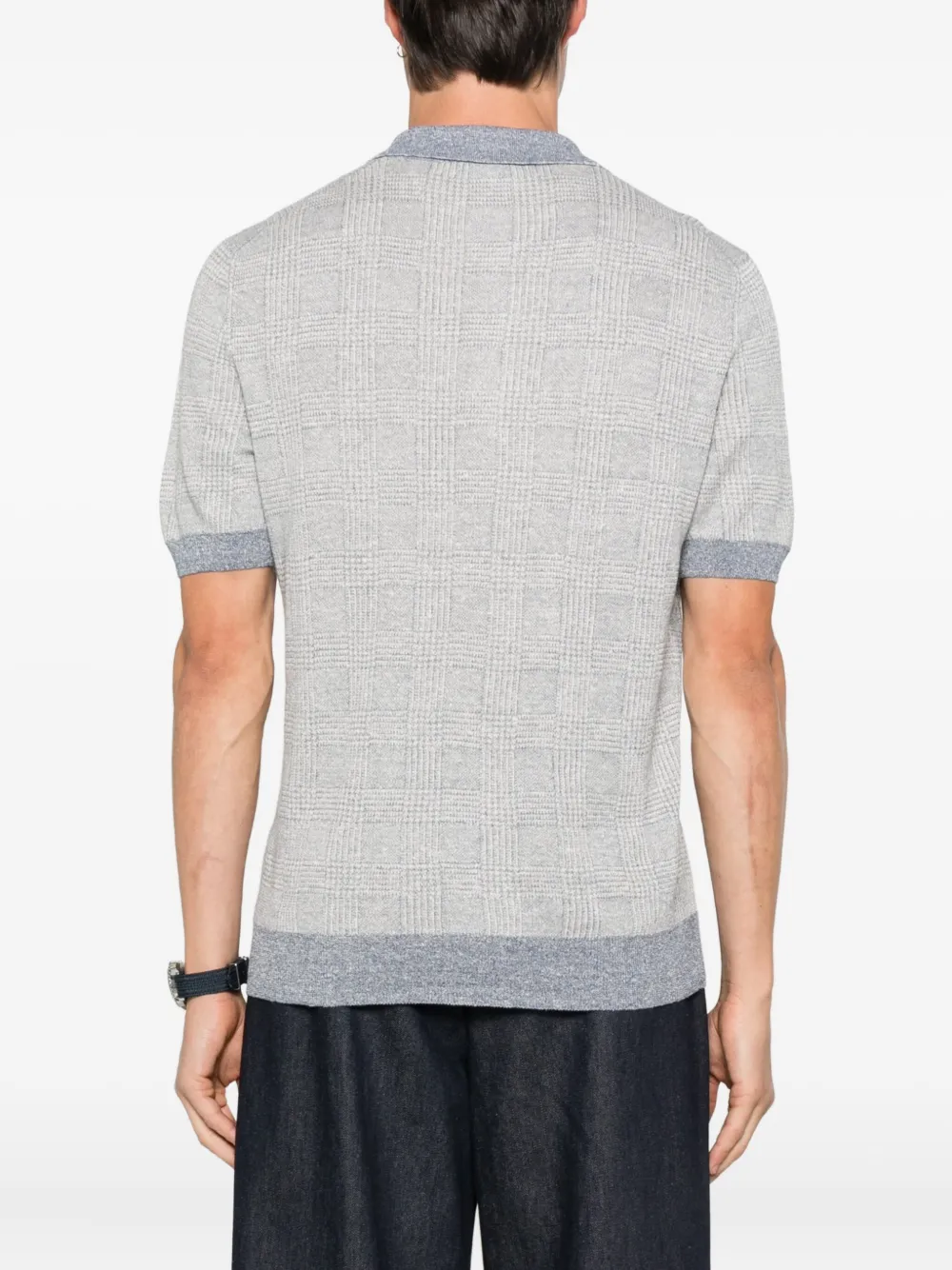 Gran Sasso Geruit poloshirt Grijs