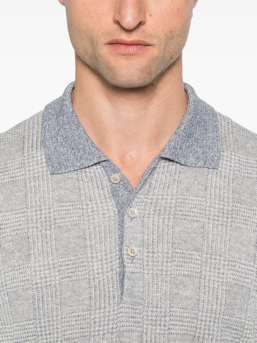 Gran Sasso Geruit poloshirt Grijs