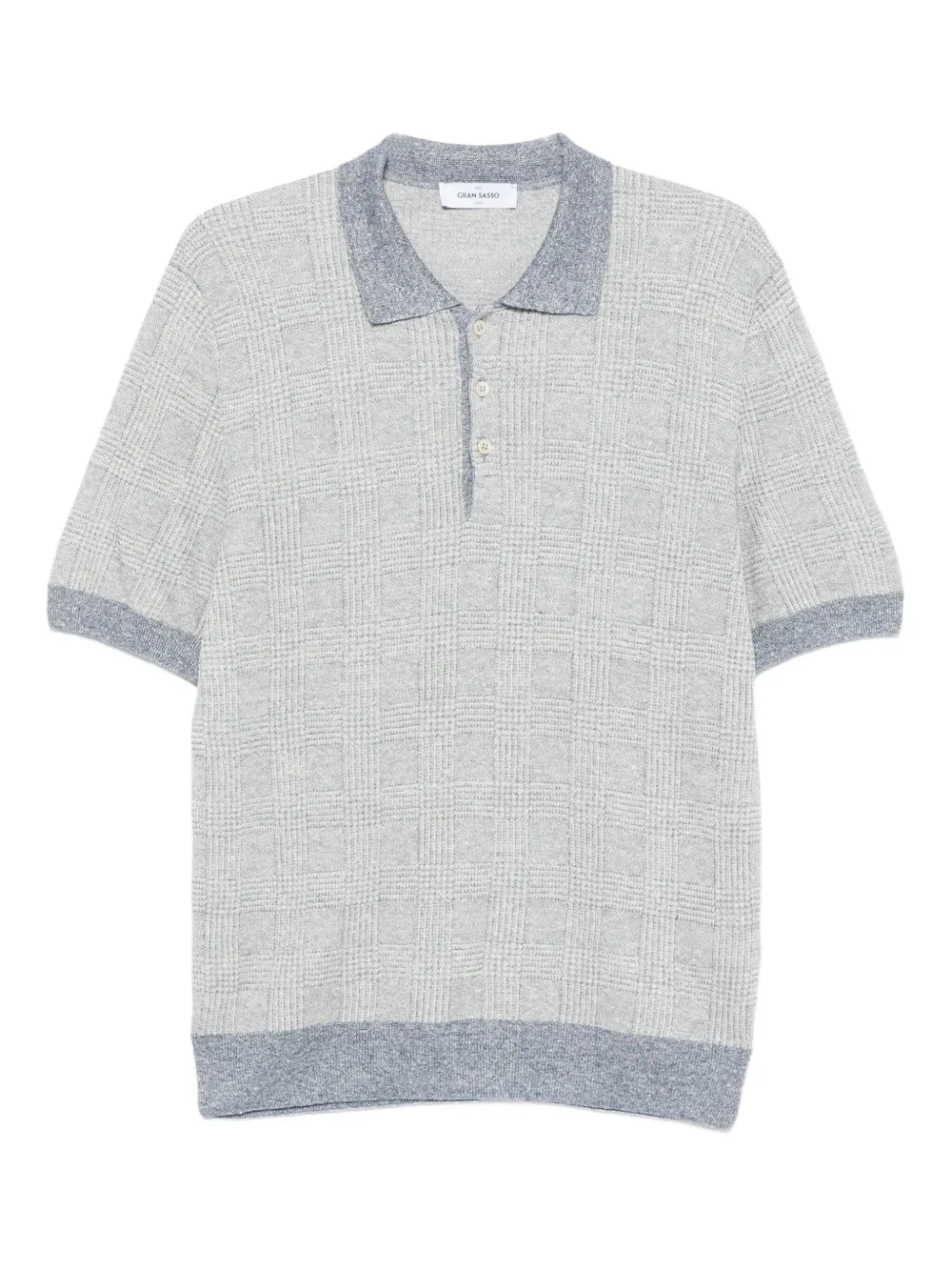 Gran Sasso チェック ポロシャツ - グレー Gran Sasso チェック ポロシャツ - グレー