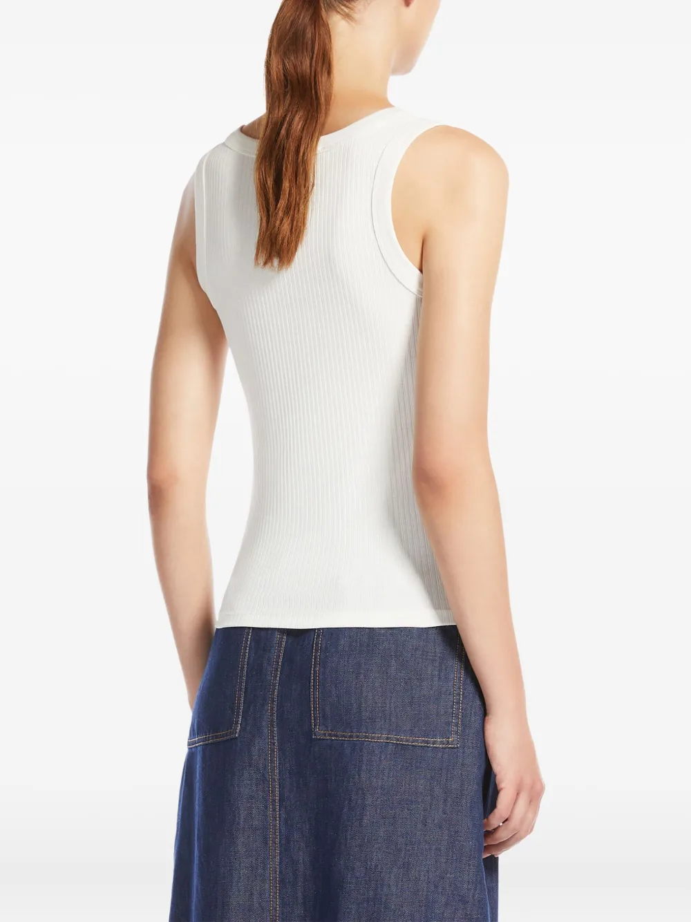 Weekend Max Mara Ribbed Sleeveless Tank Top In White