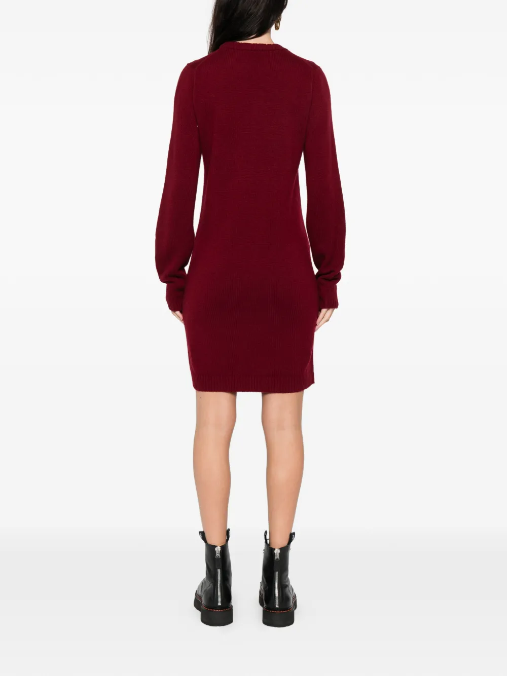 Iblues Pelota Crew-neck Mini Dress In Burgundy