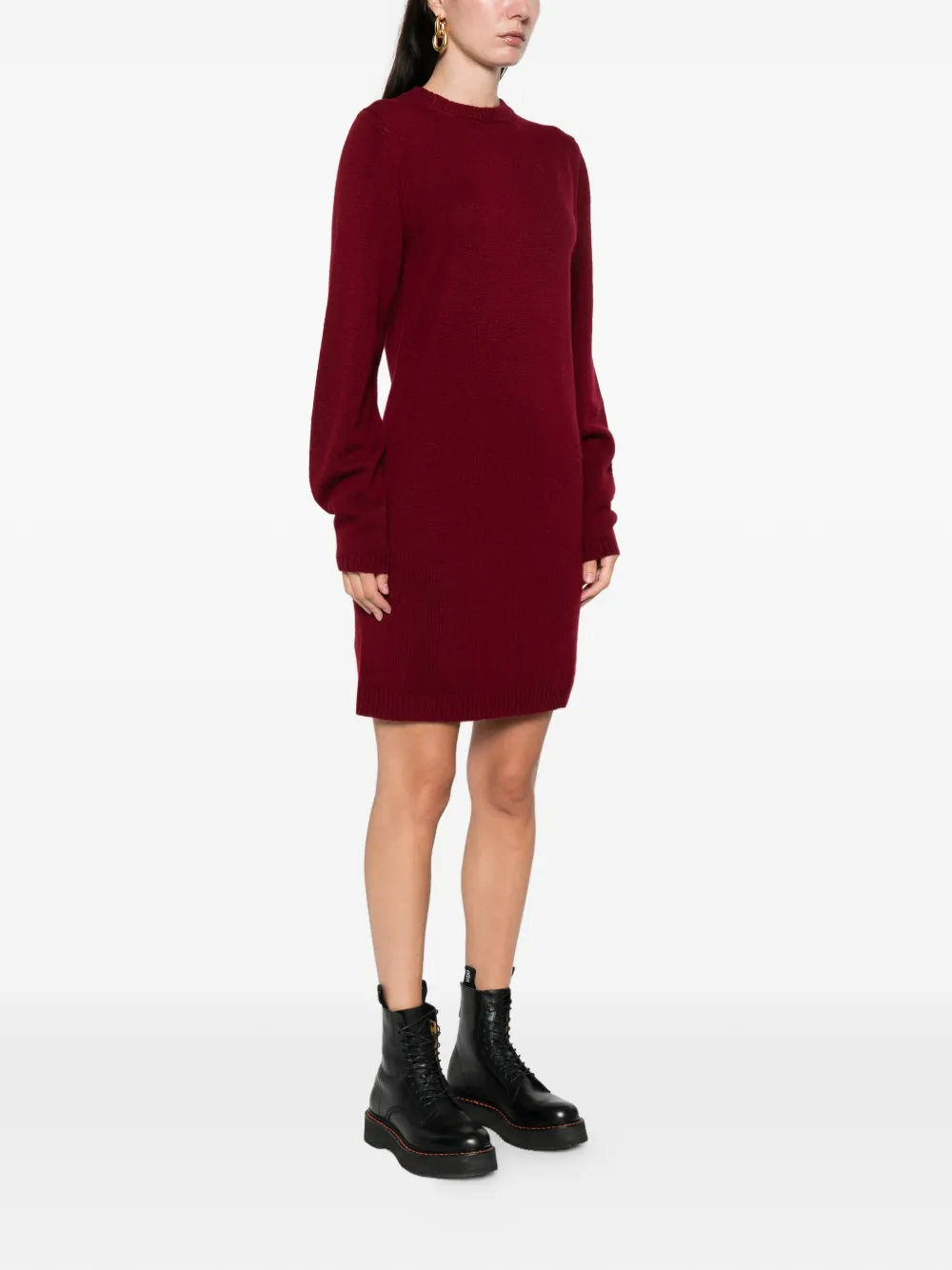 Iblues Pelota Crew-neck Mini Dress In Burgundy