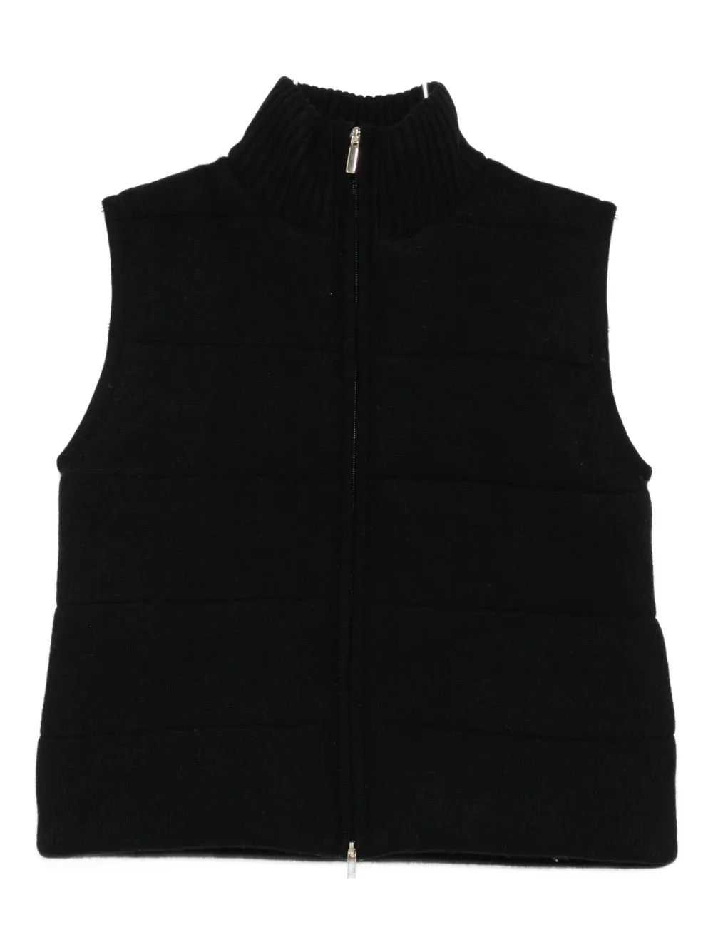 Iblues Quilted Zip-front Vest In Black