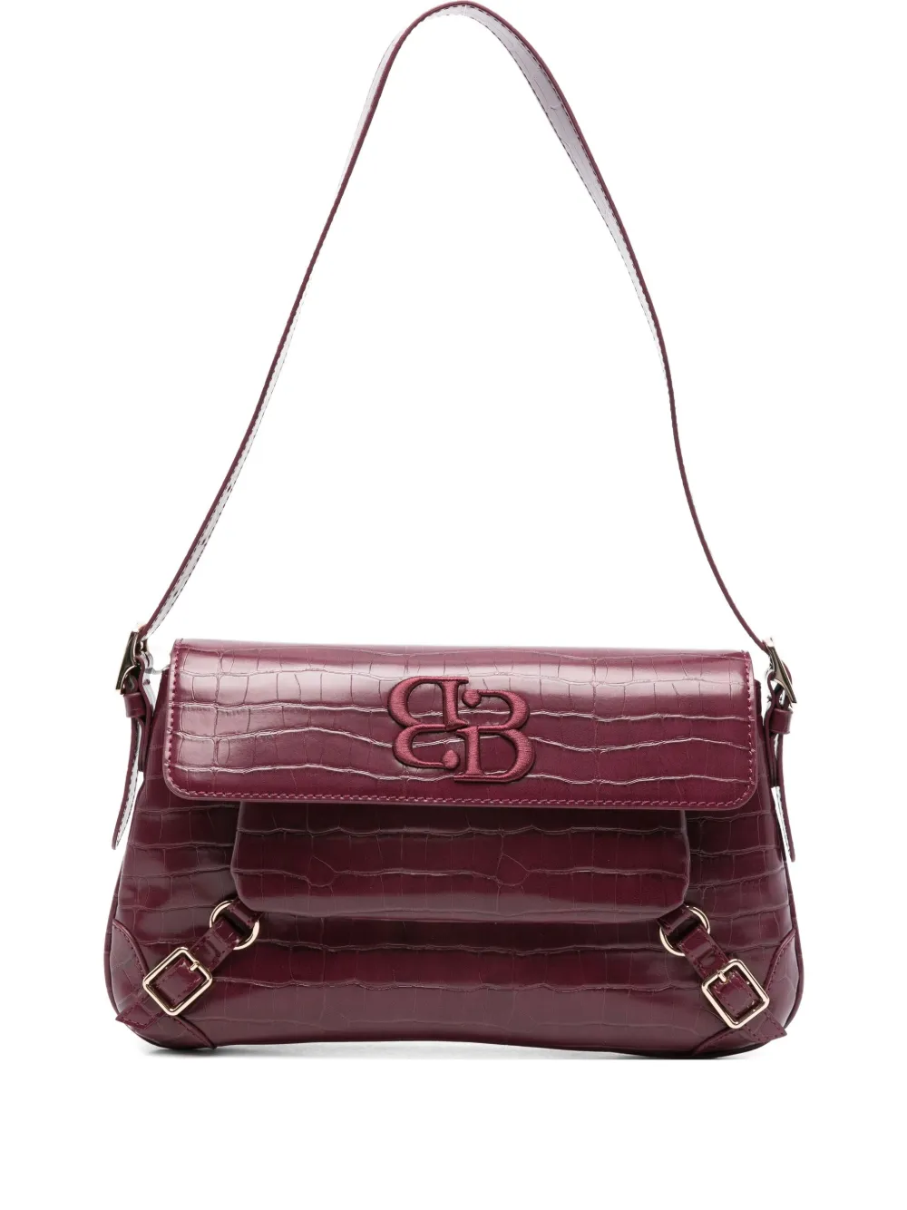 crocodile-effect logo shoulder bag