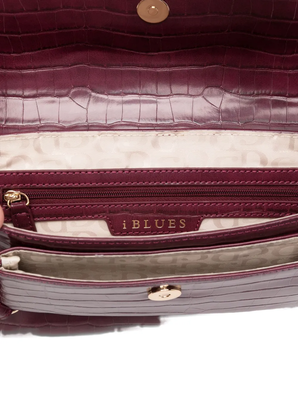 Iblues Crocodile-effect Logo Shoulder Bag In Pink
