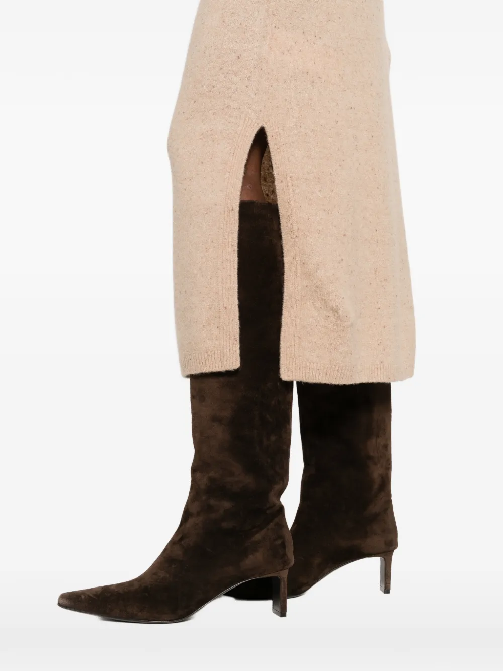 Iblues Richard Ribbed Midi Skirt In Brown