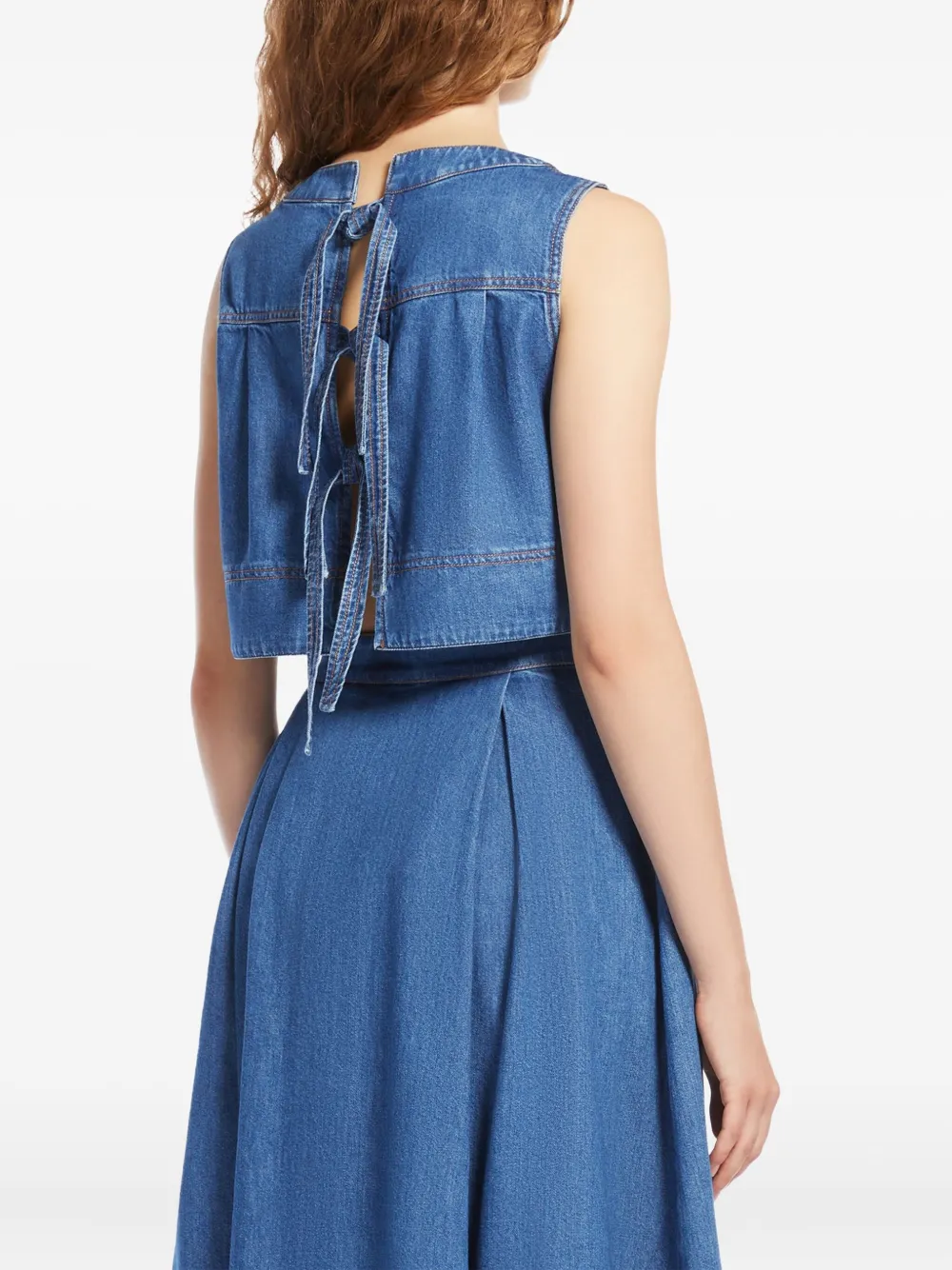 Weekend Max Mara denim back-tie crop top Blauw