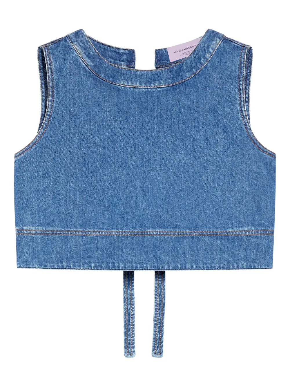 Weekend Max Mara denim back-tie crop top | Blue | Image 1