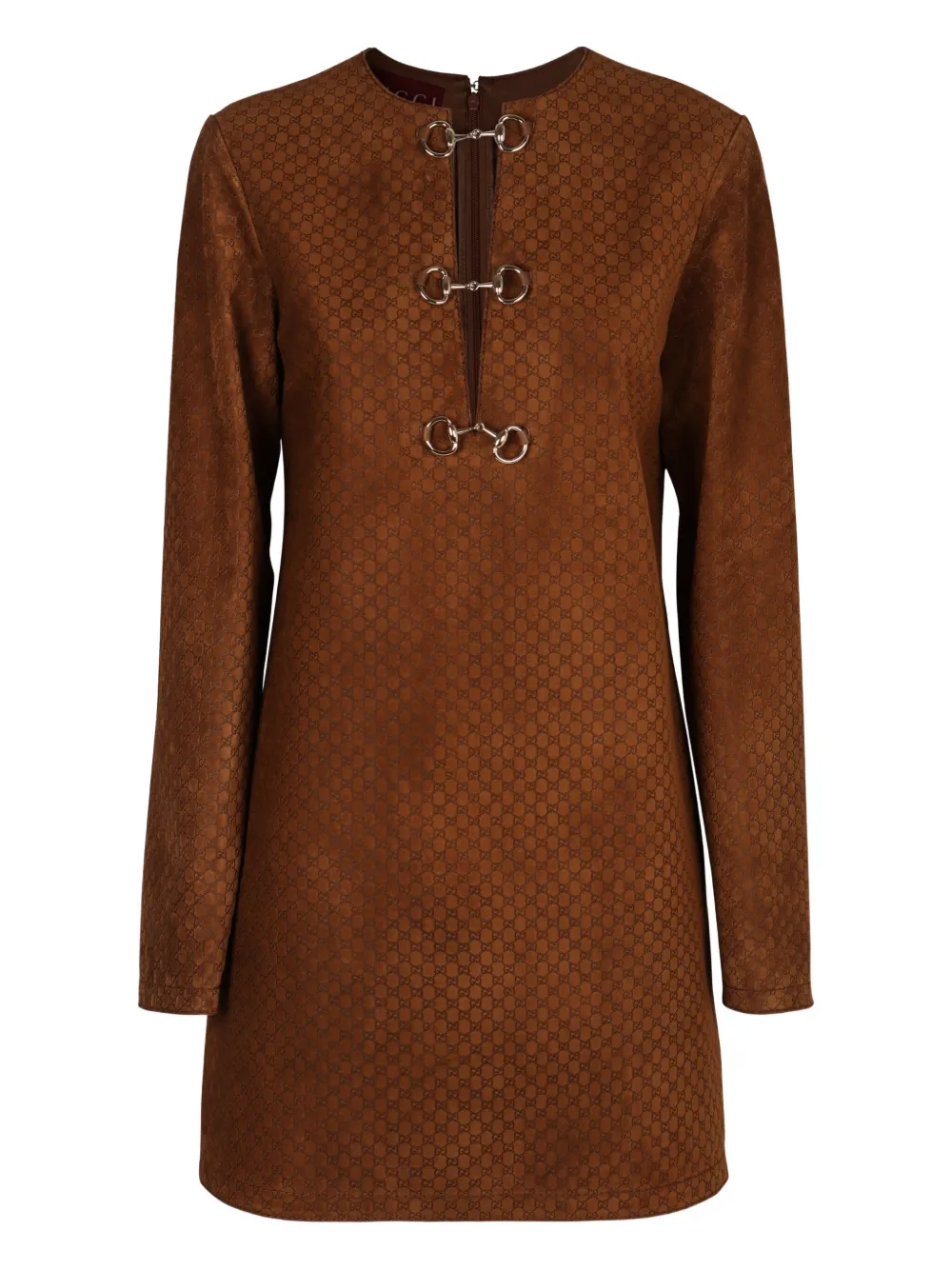 Gucci Horsebit jurk met GG-patroon Bruin