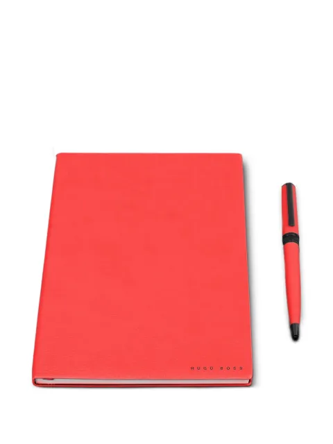 BOSS leather notebook and pen set