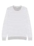 Gran Sasso striped cotton sweater - 481 GREY/WHITE/GREEN