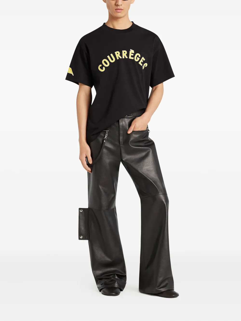 Courrèges logo-print short-sleeve T-shirt Zwart