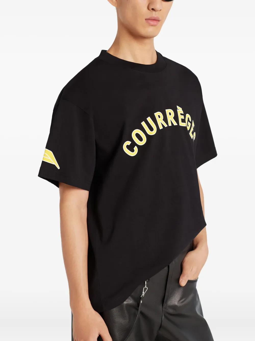 Courrèges logo-print short-sleeve T-shirt Zwart