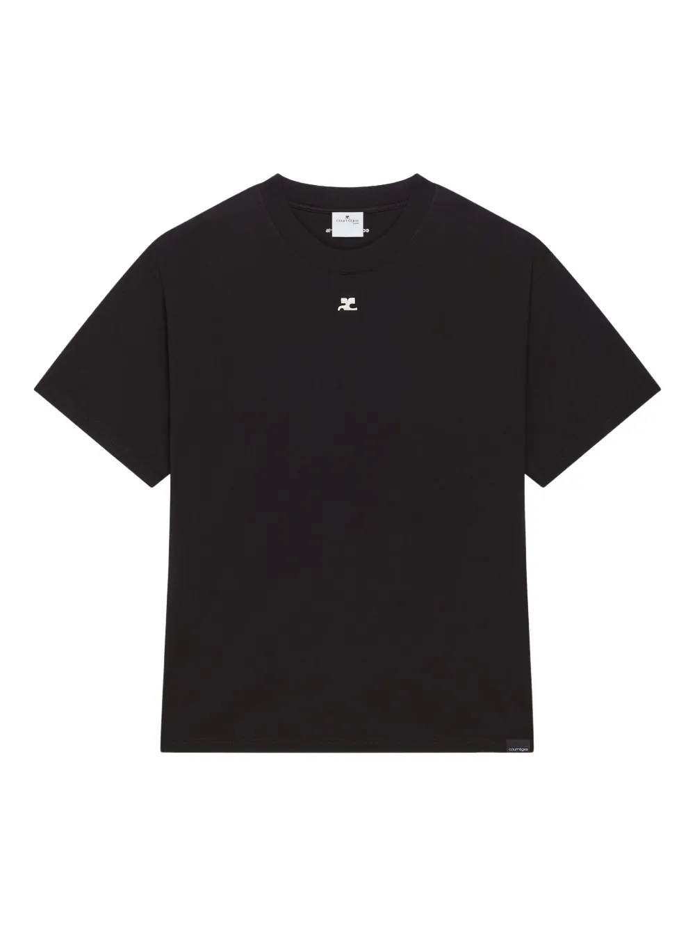 Courrèges logo-embroidered short-sleeve T-shirt Zwart