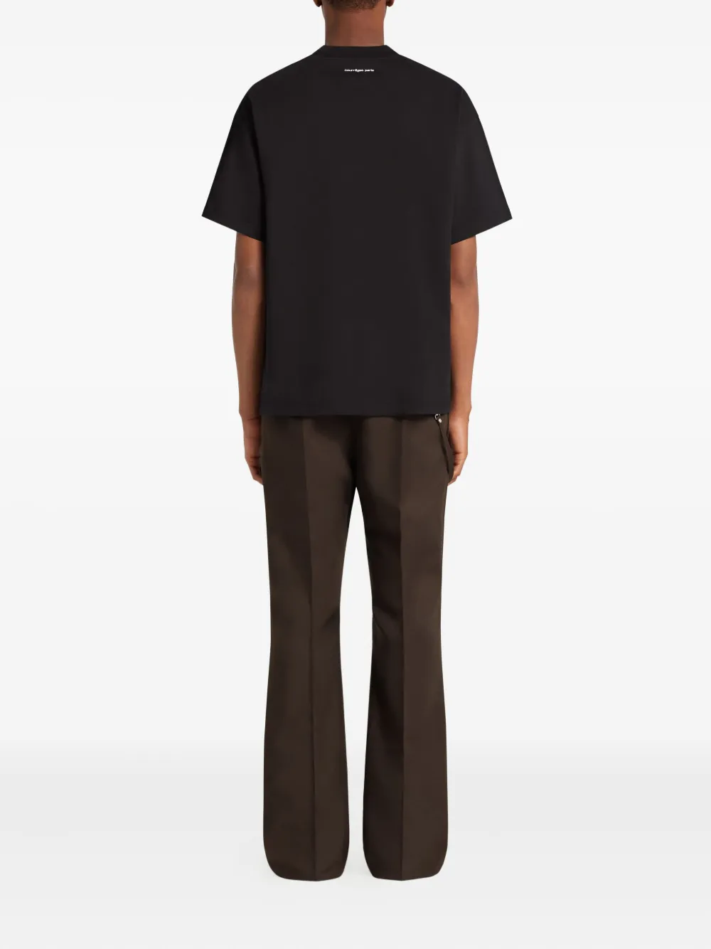 Courrèges logo-embroidered short-sleeve T-shirt Zwart