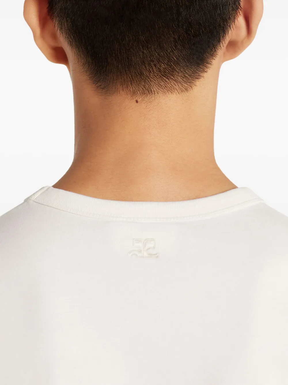 Courrèges logo-embroidered cotton T-shirt Wit