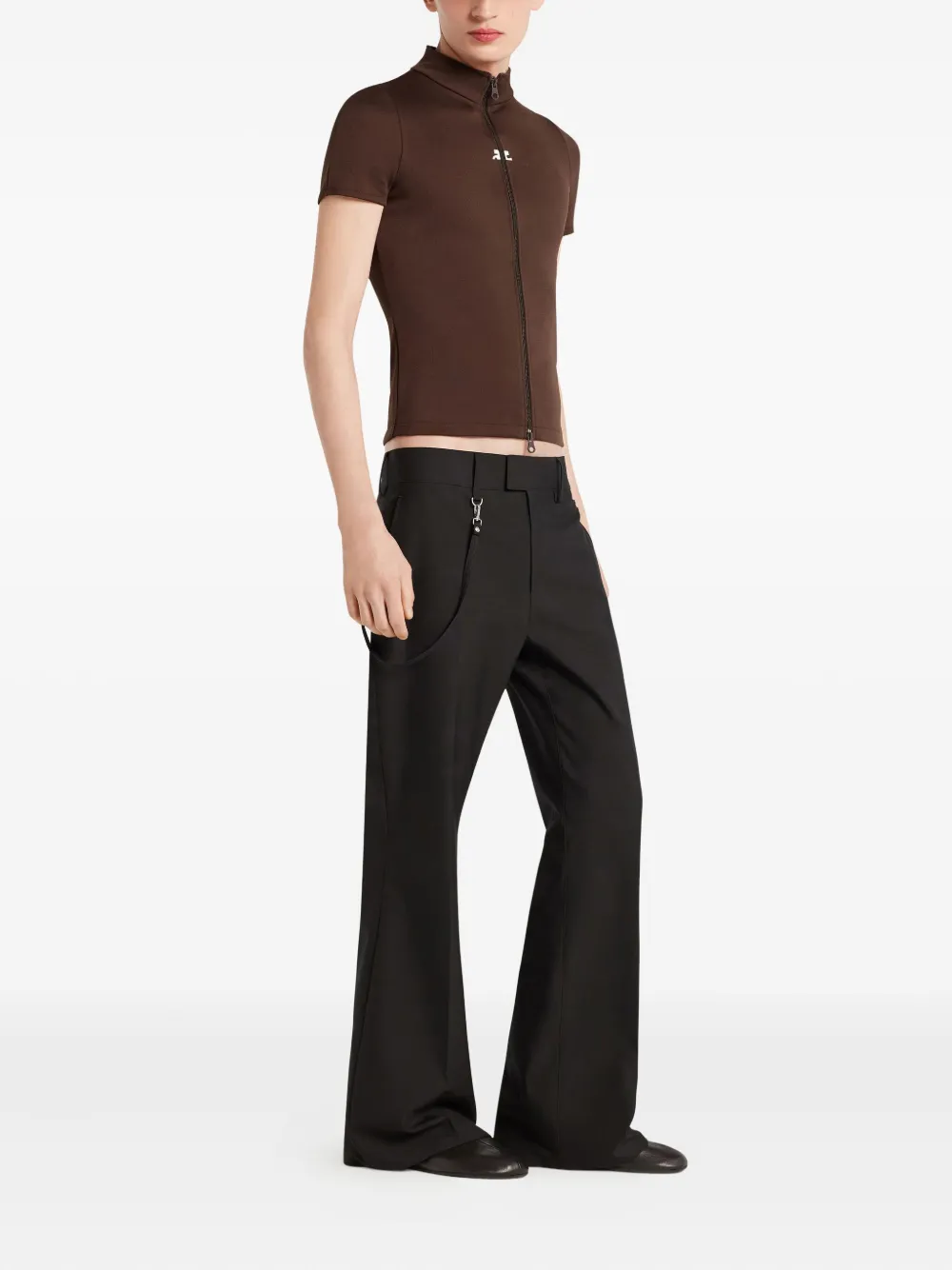 Courrèges twill bootcut trousers Zwart