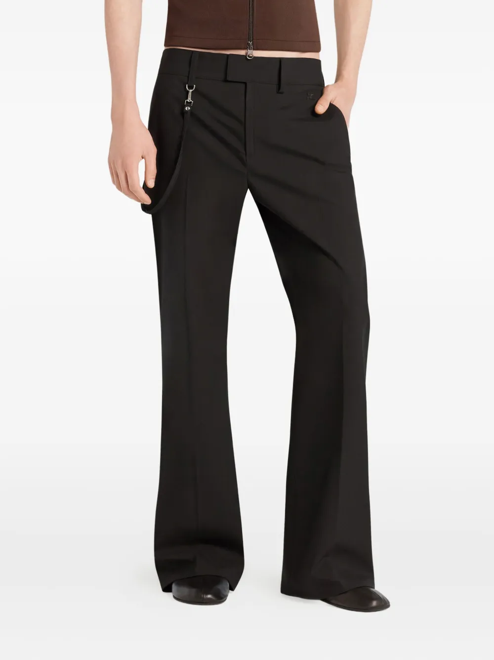 Courrèges twill bootcut trousers Zwart
