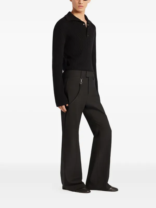 Courrèges ribbed-knit Polo Sweater | Black | FARFETCH CA