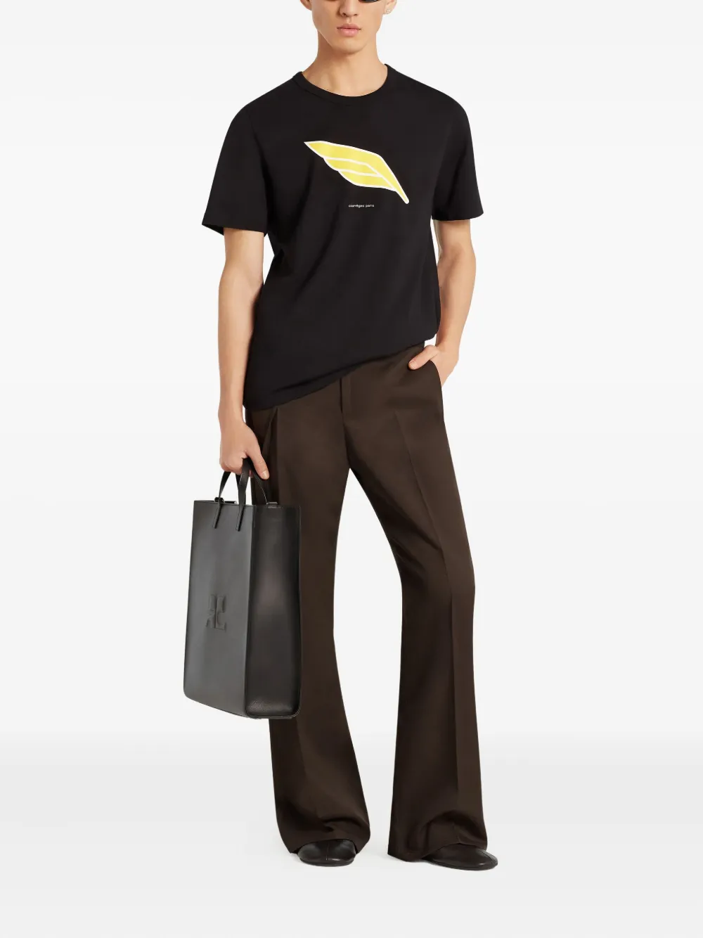 Courrèges wing-print T-shirt Zwart