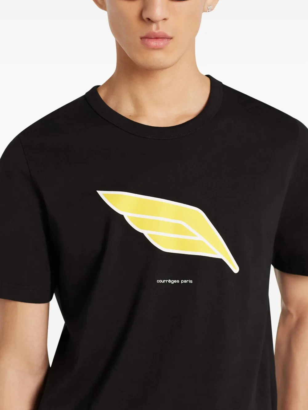 Courrèges wing-print T-shirt Zwart