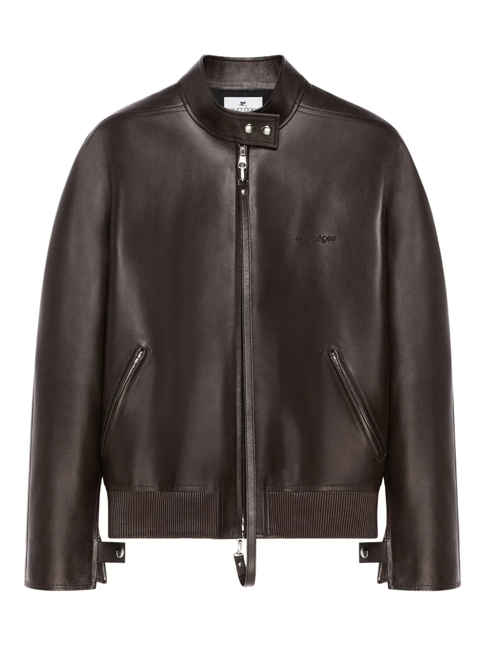 Courrèges Leren jack met rits Bruin