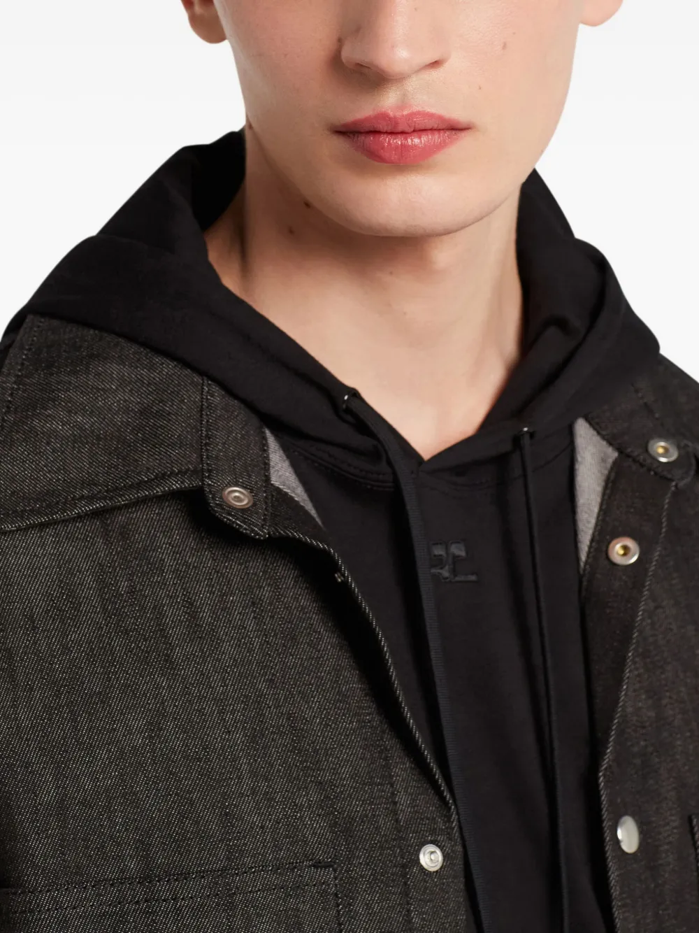 Courrèges Button-up Utility Overshirt In Black