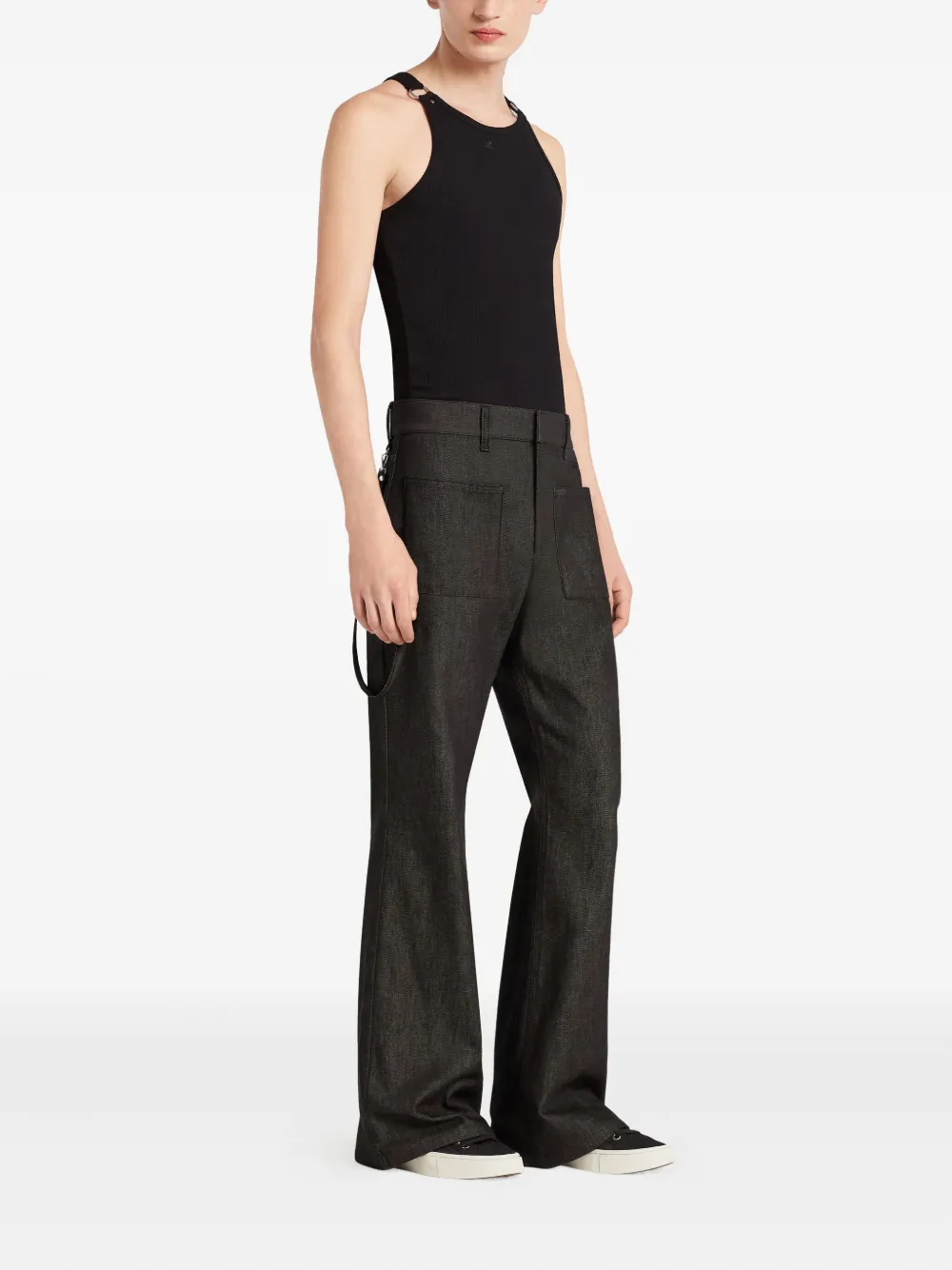 Courrèges Bootcut jeans met twee zakken Zwart
