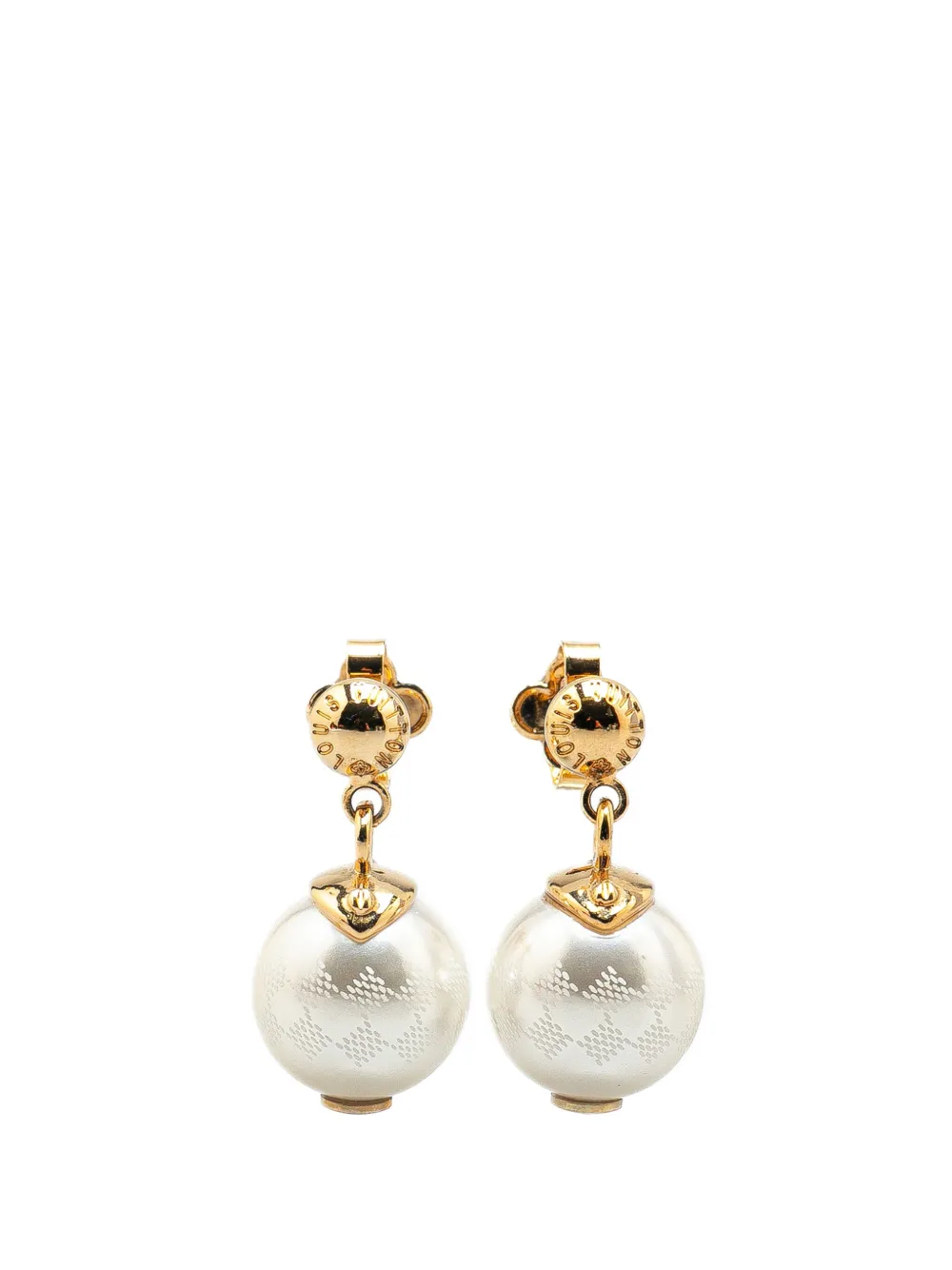 2014 Gold Plated Damier Pearl Charmy Earrings costume earrings