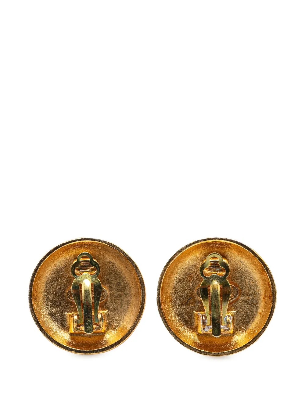 CHANEL Pre-Owned 1995 Gold Plated CC Round Clip on Earrings costume earrings | Image 2